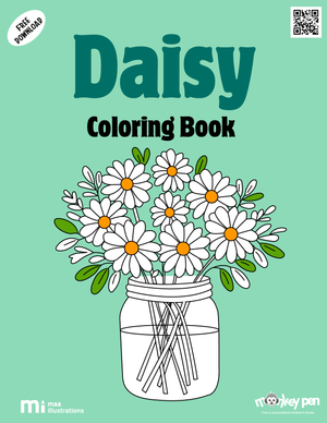 Daisy colouring book for kids with blooming daisies, garden scenes, and floral patterns, a nature-themed PDF activity.