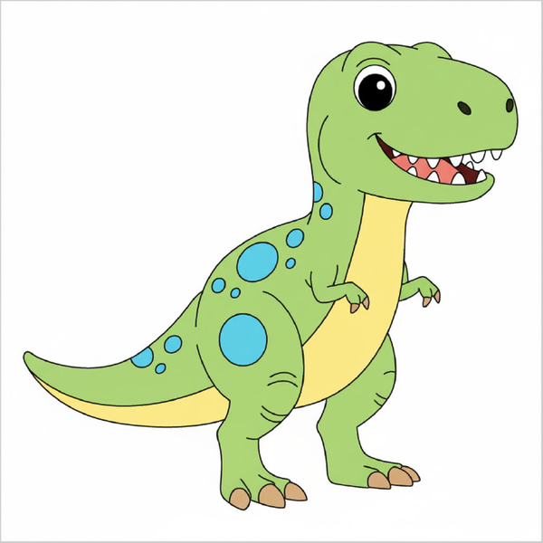 How to draw a dinosaur step by step for kids, easy cute dinosaur drawing tutorial, printable worksheet sketch guide for beginners