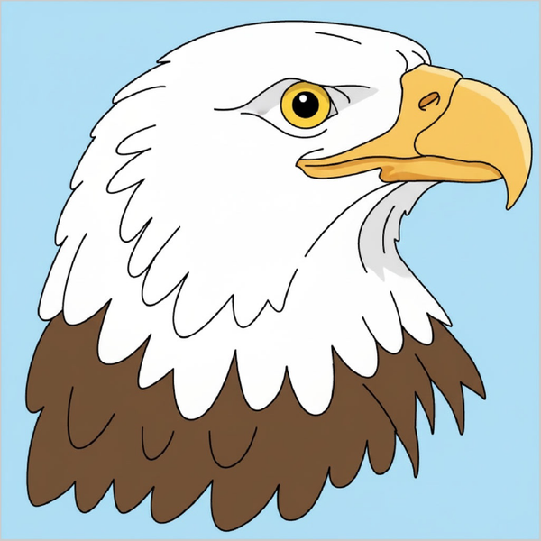 How to draw an eagle head step by step for kids, easy eagle face drawing tutorial, simple bird sketch guide for beginners