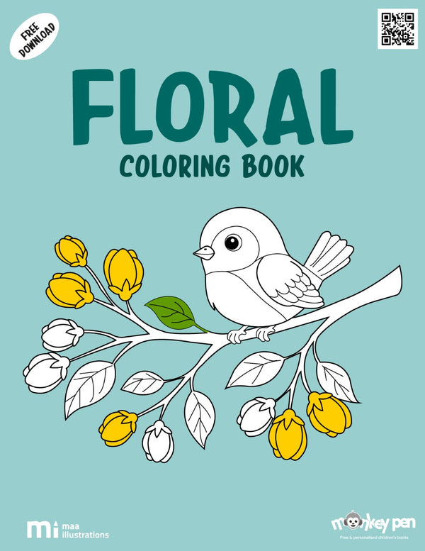 Child-friendly floral colouring page – garden-themed design to inspire creativity and botanical exploration.