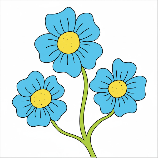 How to draw a flower step by step for kids, easy simple flower drawing tutorial, cute floral sketch for beginners