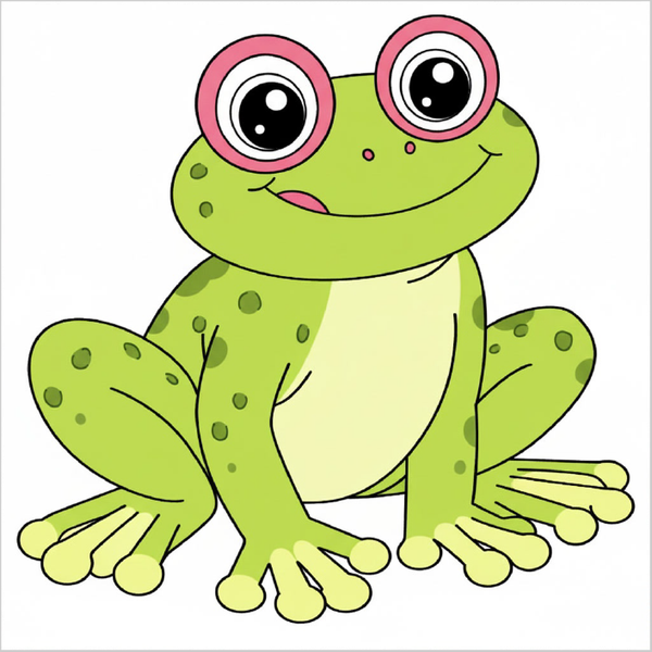 How to draw a cute frog step by step for kids, easy cartoon frog drawing tutorial, simple animal sketch for beginners