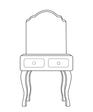 Dressing table coloring page – fun and educational printable for children