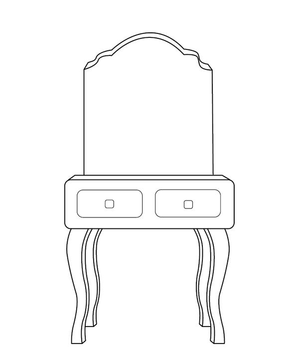 Dressing table coloring page – fun and educational printable for children