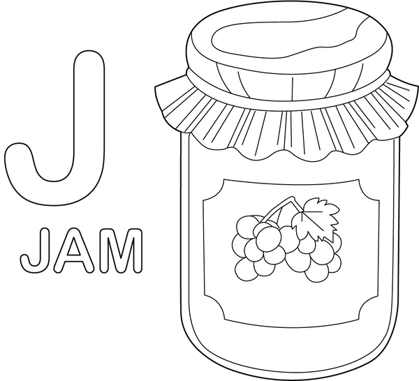 J for Jam coloring page – fun and educational printable for children