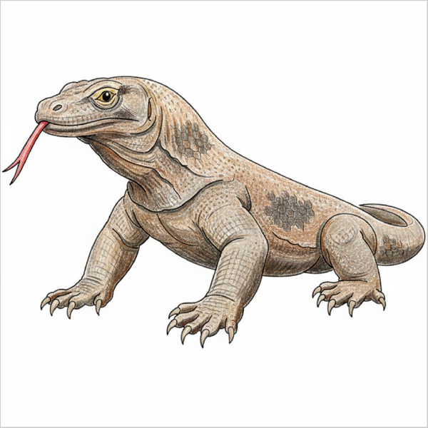 How to Draw a Komodo Dragon – Step-by-Step Reptile Drawing for Kids