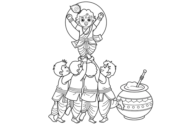 Krishna And Friends coloring page – fun and educational printable for children