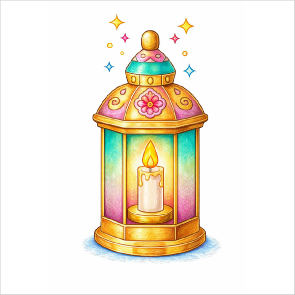 How to draw a lantern step by step, easy decorative light drawing tutorial for kids and beginners with simple sketch