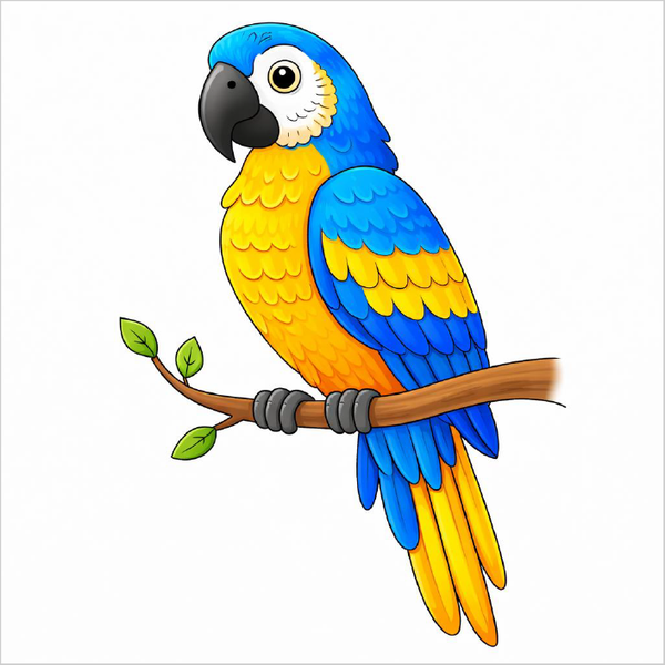 How to draw a macaw step by step for kids, easy colorful parrot drawing tutorial, simple bird sketch guide for beginners