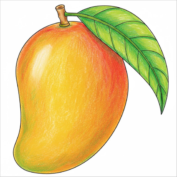 How to Draw a Mango – Easy Step-by-Step Fruit Drawing for Kids