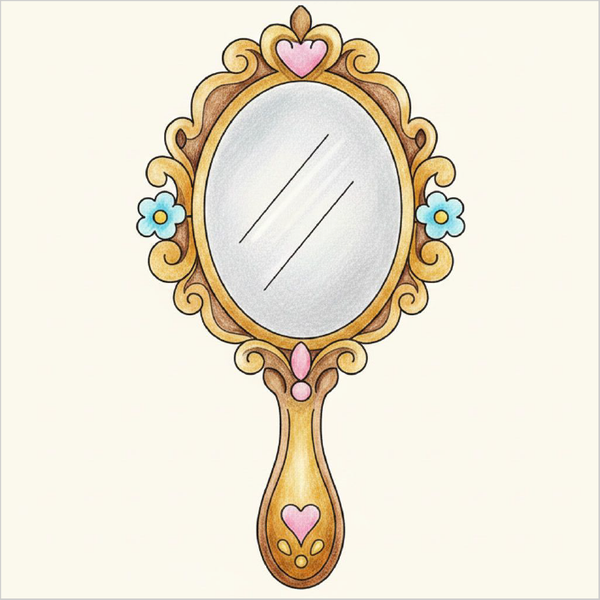 How to draw a mirror easily for kids using basic shapes and structured object drawing steps.