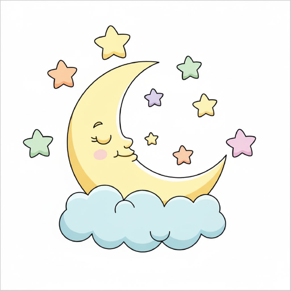 How to draw moon and stars step by step for kids, easy night sky drawing tutorial, simple celestial sketch guide for beginners