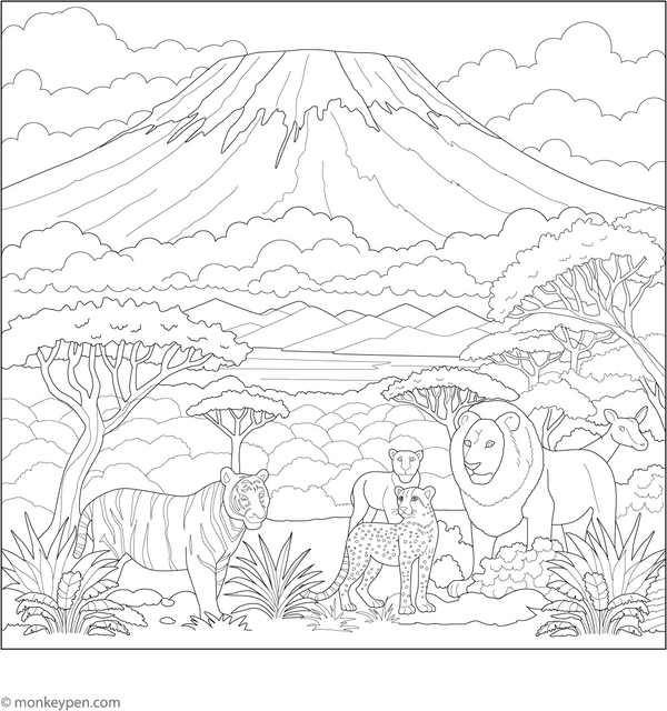 Mount Kilimanjaro Coloring Page