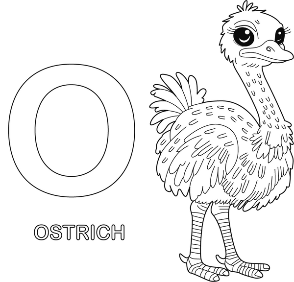 O for Ostrich coloring page – fun and educational printable for children