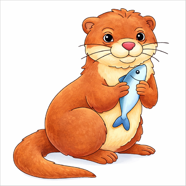 How to draw an otter step by step for kids, easy cute otter drawing tutorial, simple animal sketch guide for beginners