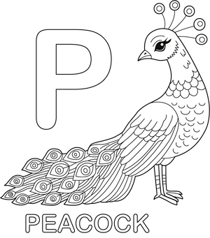 P for Peacock coloring page – fun and educational printable for children