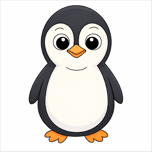 How to draw a cute penguin step by step, easy penguin drawing tutorial for kids and beginners with simple animal sketch