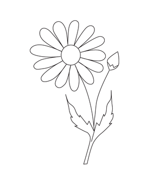 Daisy with a bud and leaves coloring page – fun and educational printable for children