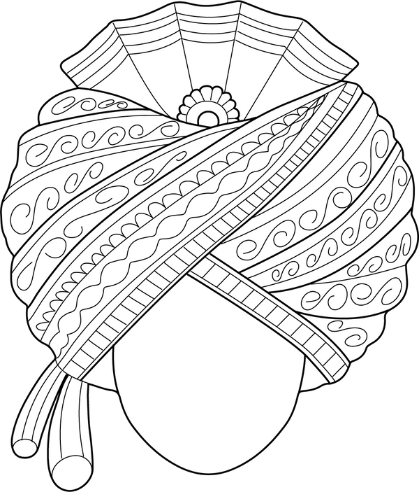 Rajastan Turban Coloring Page | Free Coloring Pages