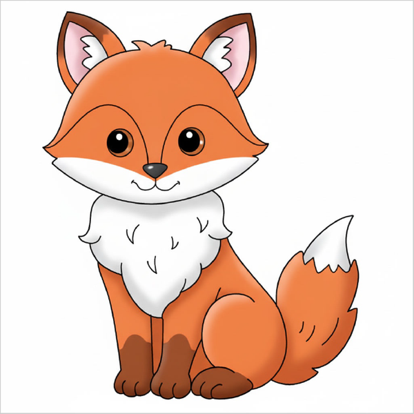 How to draw a red fox for kids step by step, easy cute fox drawing tutorial for beginners and simple animal sketch