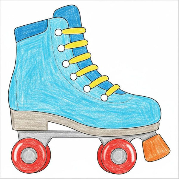 Cute roller skate illustration for children’s coloring activity