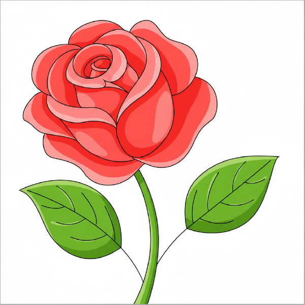 How to draw a rose step by step for kids and beginners, easy simple rose drawing tutorial, beautiful flower sketch guide