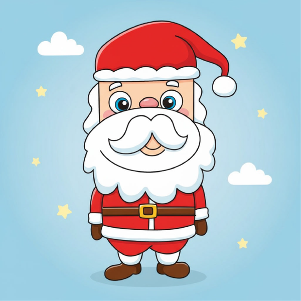 How to draw Santa from number 5 step by step, easy Christmas drawing tutorial for kids, cute Santa sketch idea for beginners