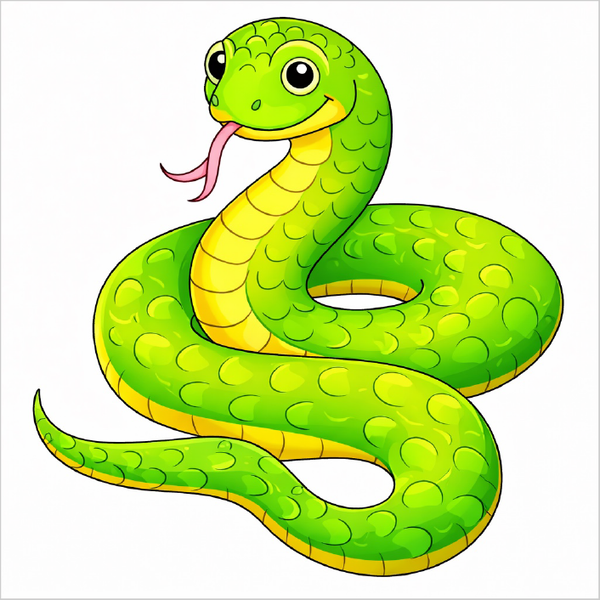 How to draw a snake step by step for kids, easy cute snake drawing tutorial, simple reptile sketch guide for beginners