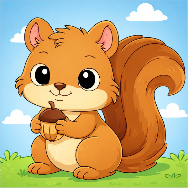 How to draw a squirrel step by step for kids, easy cute squirrel drawing tutorial, simple animal sketch guide for beginners
