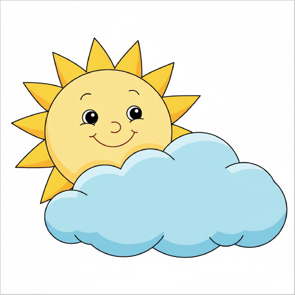 How to draw a sun step by step for kids, easy cute sun drawing tutorial, simple cartoon sun sketch for beginners