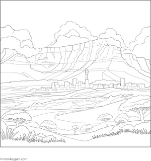 Table Mountain Coloring Page – fun and educational printable for children