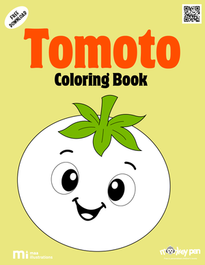 Tomato colouring book for children with illustrations of ripe tomatoes on vines and garden settings, suitable for educational and recreational use.