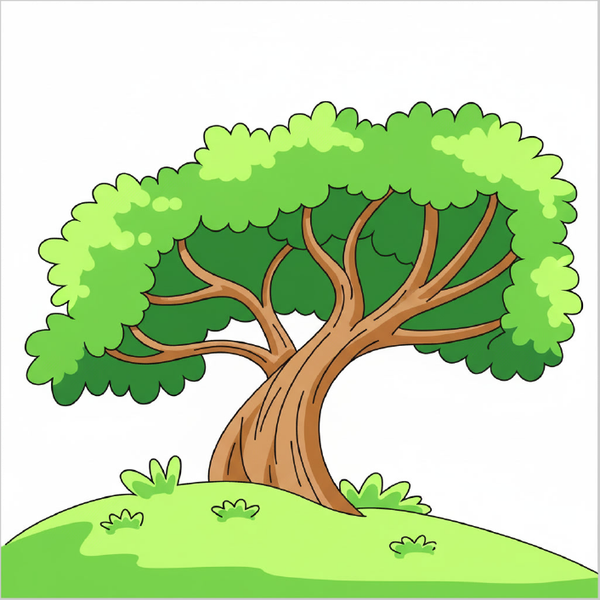 Easy tree drawing for kids step by step, simple tree sketch tutorial, beginner friendly nature drawing guide
