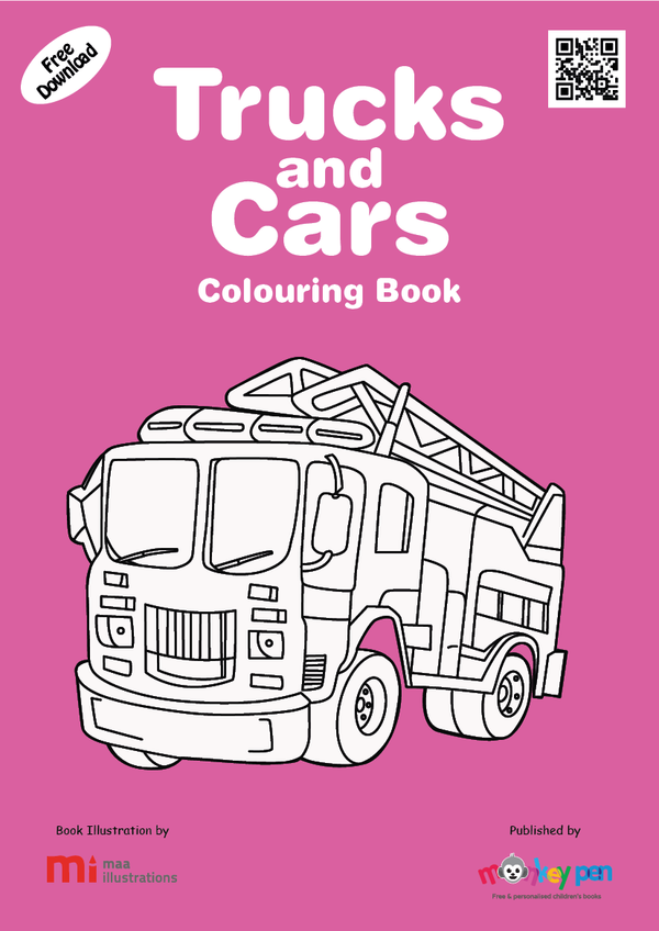 Trucks and Cars Coloring Book – Printable PDF
