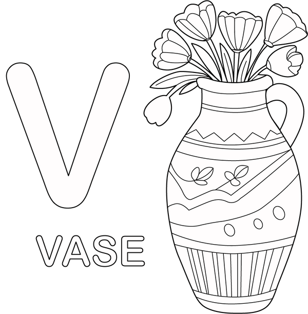 V for Vase coloring page – fun and educational printable for children
