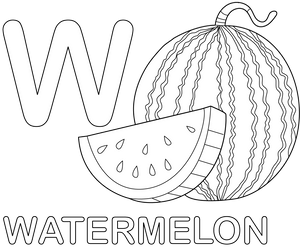 W for Watermelon coloring page – fun and educational printable for children