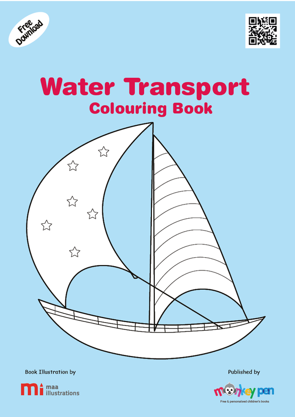 Water Transport Coloring Book – Instant Download
