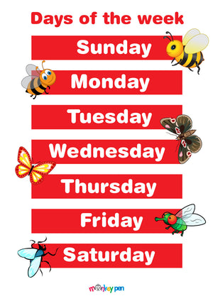 Engaging Days of the Week chart with clear visuals, available as a downloadable PDF.