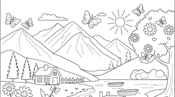 Mountain Landscapes Colouring Page | Free Colouring Book for Children