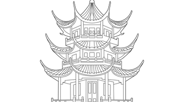 Chinese Pagoda Temple Colouring Picture | Free Colouring Book for Children