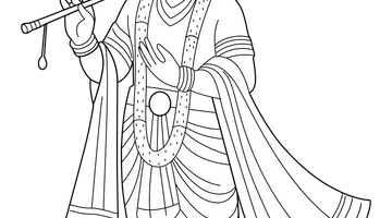 Lord Krishna Colouring Page | Free Colouring Book for Children