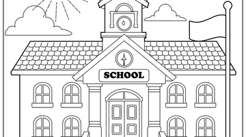 Printable School Colouring Page | Free Colouring Book for Children