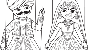 Rajasthani Puppet Colouring Page for Children | Free Colouring Book for Children