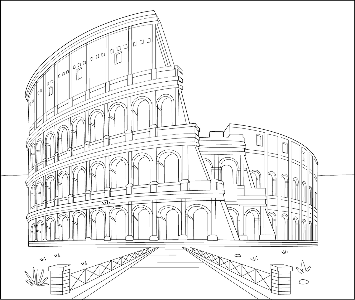 Colosseum Colouring Page Free Colouring Book for Children Monkey