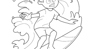 Surfing Coloring Picture | Free Colouring Book for Children