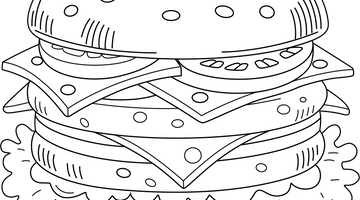 Burger Colouring Page | Free Colouring Book for Children