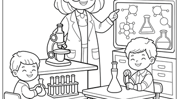 Science Lab Colouring Page | Free Colouring Book for Children