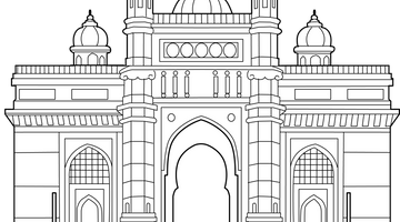 The Gateway of India Colouring Page | Free Colouring Book for Children