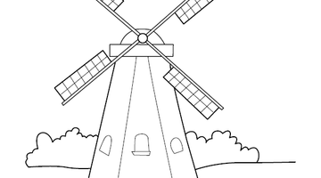 Windmill Coloring Image | Free Colouring Book for Children