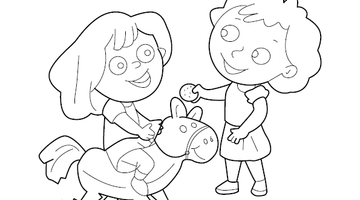 Kids Playing Colouring Image | Free Colouring Book for Children